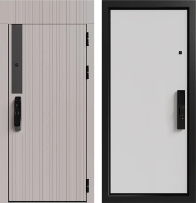 Входные двери Рейн 2 3К90 ЮР-36 (с номером квартиры) Латте (ZB855-2) - ЮП-13 ZB Белый