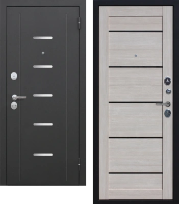 Входные двери Гарда муар Царга Лазер Черный муар Лиственница мокко