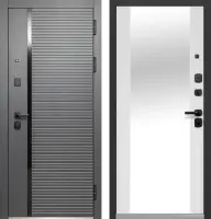 Входные двери Luxor Горизонталь Зеркало Сатин графит Эмалит белый