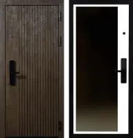 Входные двери Акцент ЮР-38 ХардВуд лунный (MPD101) - ЮР-42 декоративная зеркальная вставка ZB Белый