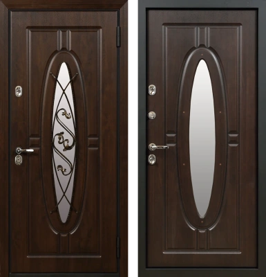 Входные двери Монарх 3К90 П-54(окно) Дуб темный - П-54(окно) Дуб темный