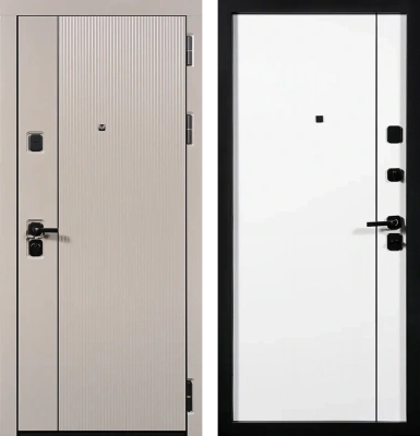 Входные двери Стелс 3К90 вертикаль 1 ЮП-35 Латте (ZB855-2) - ЮП-31 ZB Белый