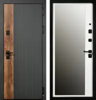 Входные двери Мальта 3К90 ЮР-56 RAL 9005 - ЮР-42 зеркало ZB Белый