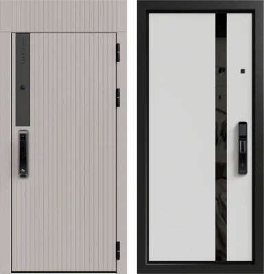 Входные двери Рейн 3К90 ЮР-36 (с номером квартиры) Латте (ZB855-2) - ЮР22 ZB Белый