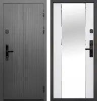 Входные двери Тайга 10 см (Электр. замок) Зеркало Сатин графит - Зеркало Эмалит белый