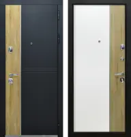 Входные двери Этна ЮР8 Черный - ЮР8 Кожа белая