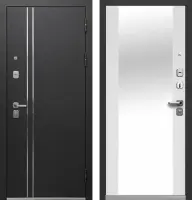 Входные двери Luxor Букле Черный Зеркало Букле черный Эмалит белый