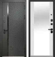 Входные двери Luxor Ромбы Вертикаль Зеркало Антрацит софт Эмалит белый