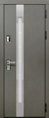 Входные двери Юта 2 3К90 П-59(окно с нерж. ст.) TSBR 7021 - П-59 (окно ) RAL 9001