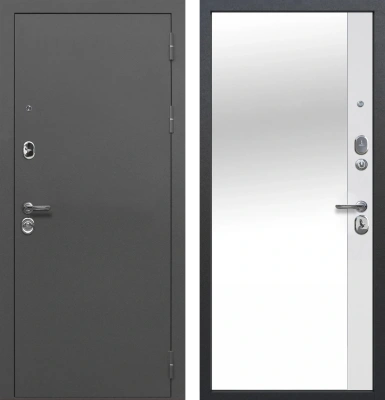 Входные двери Тайга 9 см Зеркало Антик серебро - Зеркало Эмалит белый