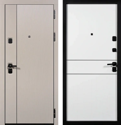 Входные двери Стелс 3К90 горизонталь 2 ЮП-35 Латте (ZB855-2) - ЮП-34 ZB Белый