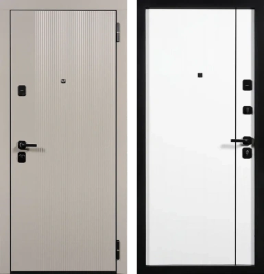 Входные двери TR 18 вертикаль 1 ЮП-21 Латте (ZB855-2) - ЮП-31 ZB Белый