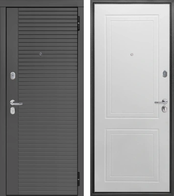 Входные двери Линия МДФ/МДФ Сатин графит Эмалит белый