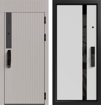 Входные двери Рейн ЮР-36 (с номером квартиры) Латте (ZB855-2) - ЮР22 ZB Белый