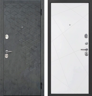 Входные двери Феникс линии бетон графит Велюр белый софт