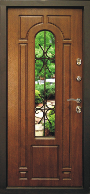 Входные двери Лацио 3К90 ХФ-31(окно) Дуб темный - О-Е(окно) Дуб золотой