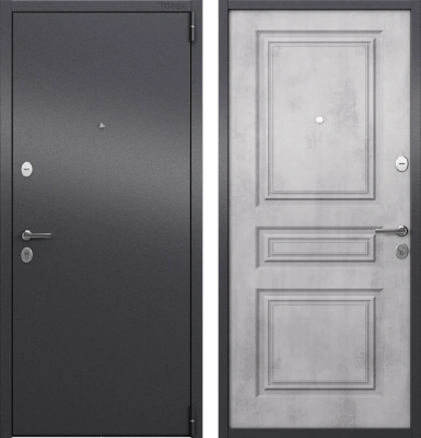 Входные двери ALFA LT MP Без фрезеровки Темно-серый букле графит - СК-67 Бетон известковый