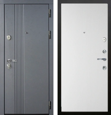 Входные двери Бетолла ЮР25 Бетон тёмный - Без фрезеровки ZB Белый