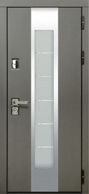Входные двери Юта 1 3К90 П-55(окно+нержав) TSBR 7021 - П-58(окно) RAL 1013