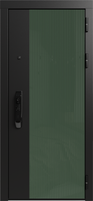 Входные двери Делла ЮР-43 Вудлайн олива - ЮР-42 декоративная зеркальная вставка Айс