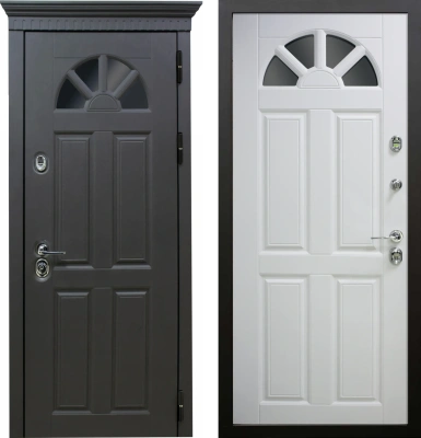 Входные двери Полония 3К90 О-П(окно) TSBR 7021 - О-П(окно) RAL 9003