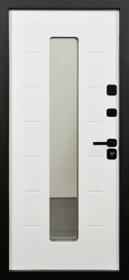 Входные двери Юта NEW П-55 (окно+черное стекло) TSBR 6005 - П-63(окно) RAL 9003
