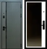 Входные двери Сталлер 3К90 ЮР16 TSBR 7021 - ЮР-42 декоративная зеркальная вставка ZB Белый