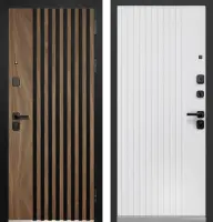 Входные двери Luxor 3D Рейка Орех американский мокко Эмалит белый