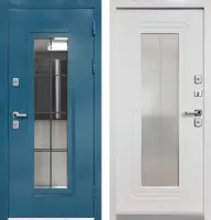 Входные двери Luxor Termo 7 Муар синий Эмалит белый