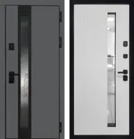 Входные двери Юта Pro 3К90 АК-22 (с окном+нерж) TSBR 7021 - ЮР-66 (с окном) RAL 9003