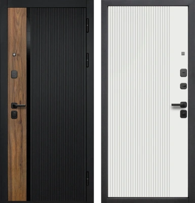 Входные двери Кантри 9 см Сатин черный Эмалит белый