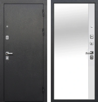 Входные двери Гарда 9 Зеркало Эмалит Белый Антик серебро Эмалит белый