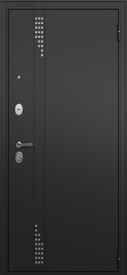 Входные двери T2 TRUST ECO MP RL-11 Черный муар - Е-142 Lacobel White Белый ларче