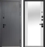 Входные двери Luxor Вертикаль Зеркало Сатин графит Эмалит белый