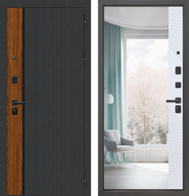 M114 Черная шагрень вставка Орех каньон коньяк вн. Velluto Bianco