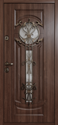 Входные двери Сицилия мет. 3К90 О-Ч(окно) Дуб темный - О-Ч(окно) Белый