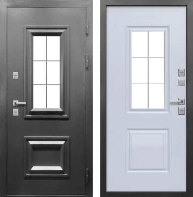 Входные двери Termo 3 Графит Графит Велюр белый софт