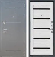 Входные двери M6 с фрезеровкой Букле графит - СБ-1 Ясень ривьера айс