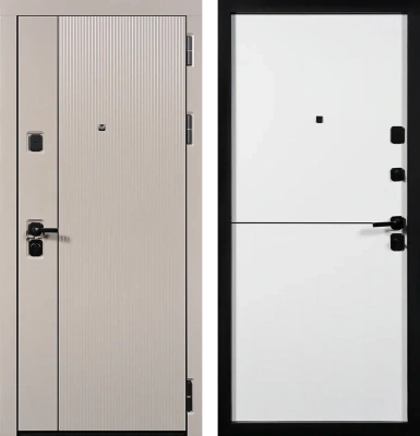 Входные двери Стелс 3К90 горизонталь 1 ЮП-35 Латте (ZB855-2) - ЮП-33 ZB Белый