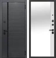 Входные двери Гарда 7.5 см Черное Зеркало Сатин черный Эмалит белый