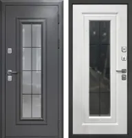 Входные двери Гарда 9 Букле графит Ковка стеклопакет Букле графит Белый матовый