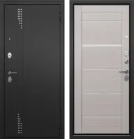 Входные двери T2 TRUST ECO MP RL-11 Черный муар - Е-142 Lacobel White Бьянко ларче