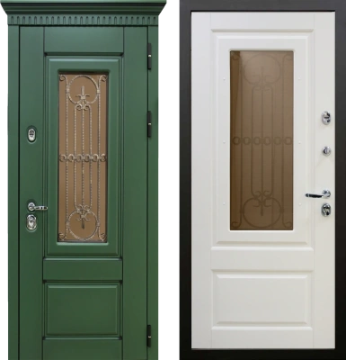 Входные двери Боссика 3К90 ВБ-8(окно) RAL 6028 - ВБ-8(окно) RAL 9001