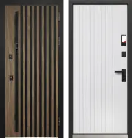 Входные двери Luxor Smart 3D Рейка Орех американский мокко Эмалит белый