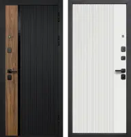 Входные двери Кантри 9 см Сатин черный Эмалит белый
