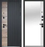 Входные двери Luxor Дуб Вертикаль Зеркало Сатин черный Эмалит белый