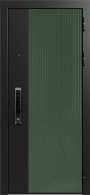 Входные двери Делла 3К90 ЮР-43 Вудлайн олива - ЮР-42 декоративная зеркальная вставка Bianco P