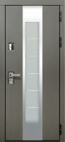 Входные двери Юта 1 3К90 П-55(окно+нержав) TSBR 7021 - П-58(окно) RAL 1013
