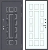 Входные двери M64 ТЕРМО штамп шоколад Букле графит - ФЛТ-6 Velluto Bianco AG 700