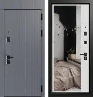 Входные двери Либерти 3К90 TOR ЮР-39 RAL 9011 - ЮР-42 декоративная зеркальная вставка RAL 9003